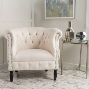 Noble House Adele Fabric Tufted Club Chair, Beige