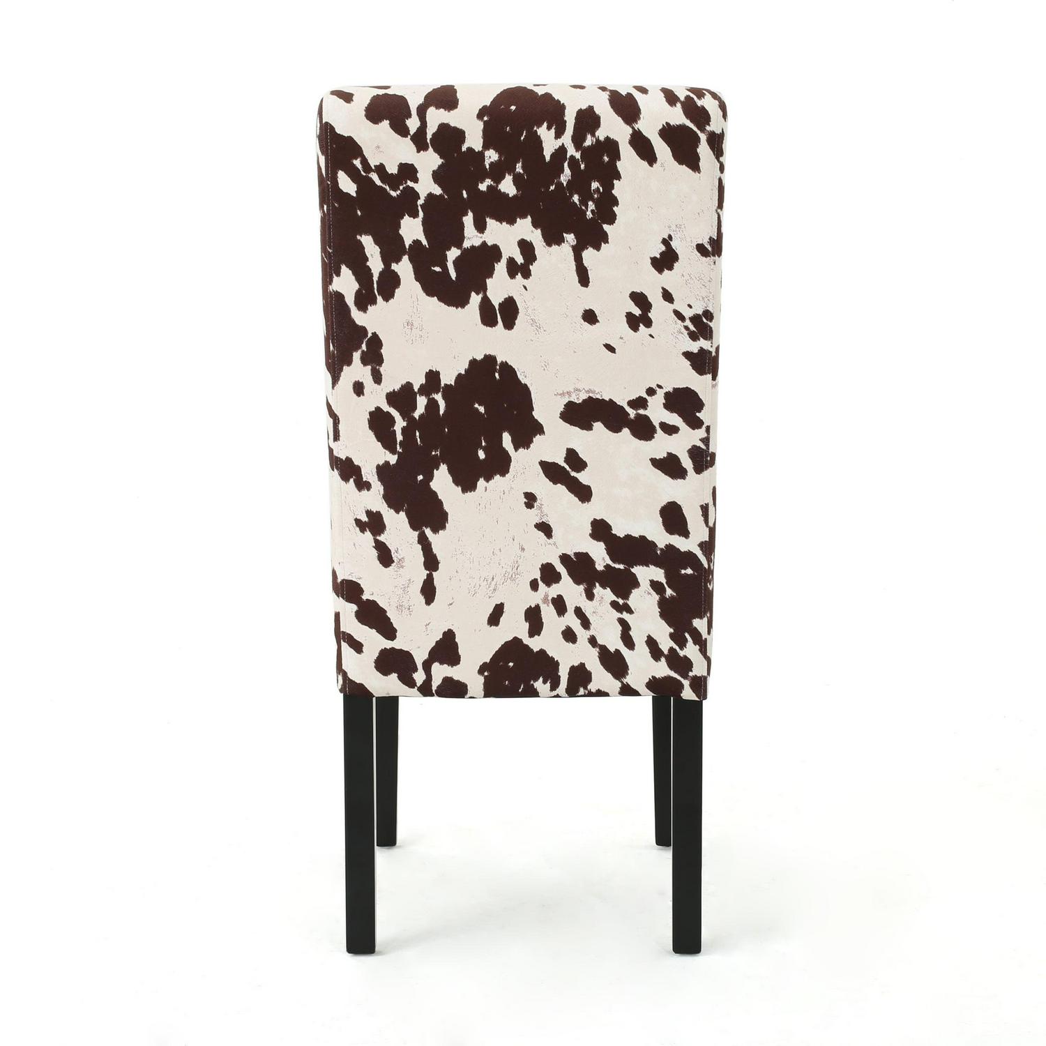 Noble House Asher Indoor Contemporary Velvet Dining Chairs, Set of 4, Cow Print, Espresso - Image 5