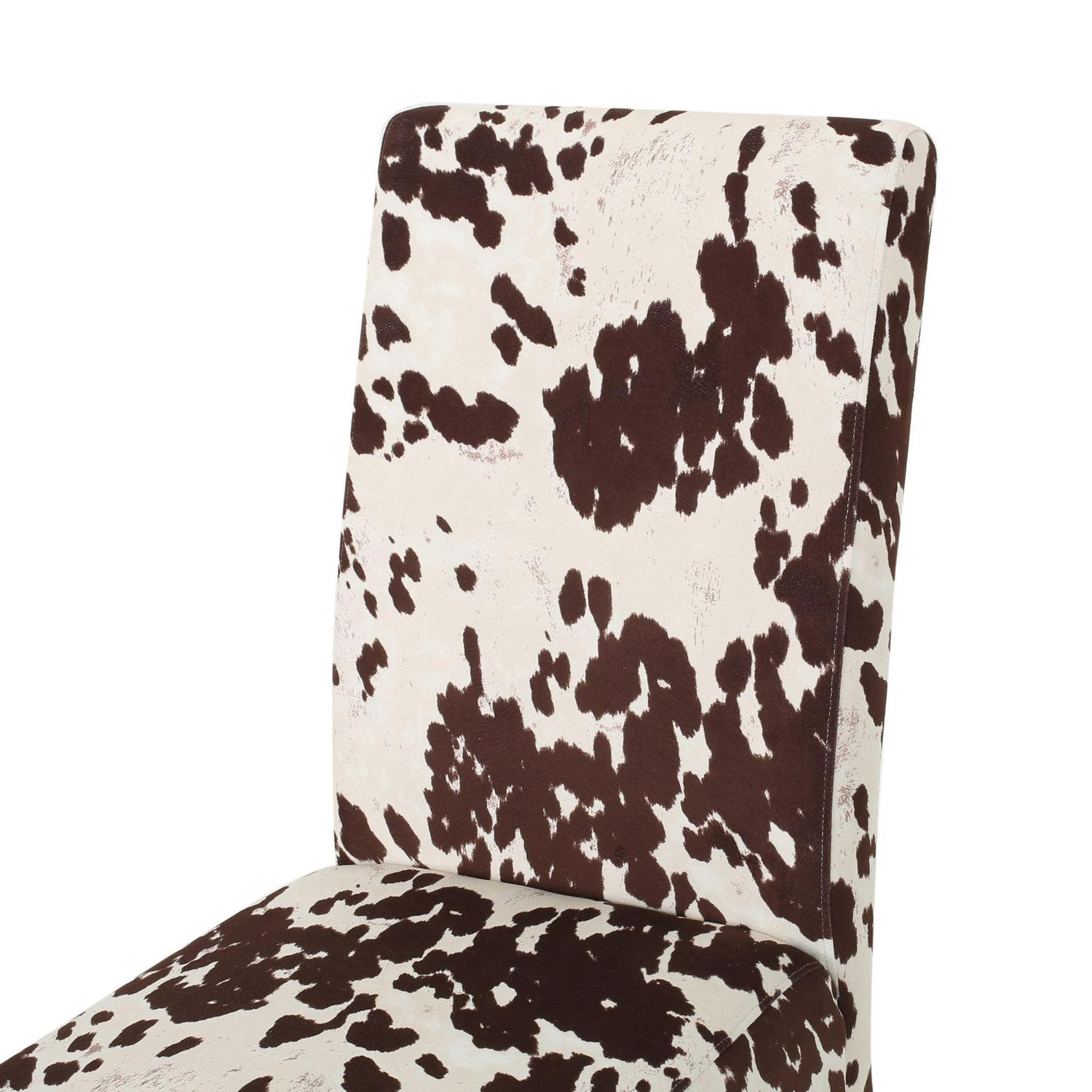 Noble House Asher Indoor Contemporary Velvet Dining Chairs, Set of 4, Cow Print, Espresso - Image 8