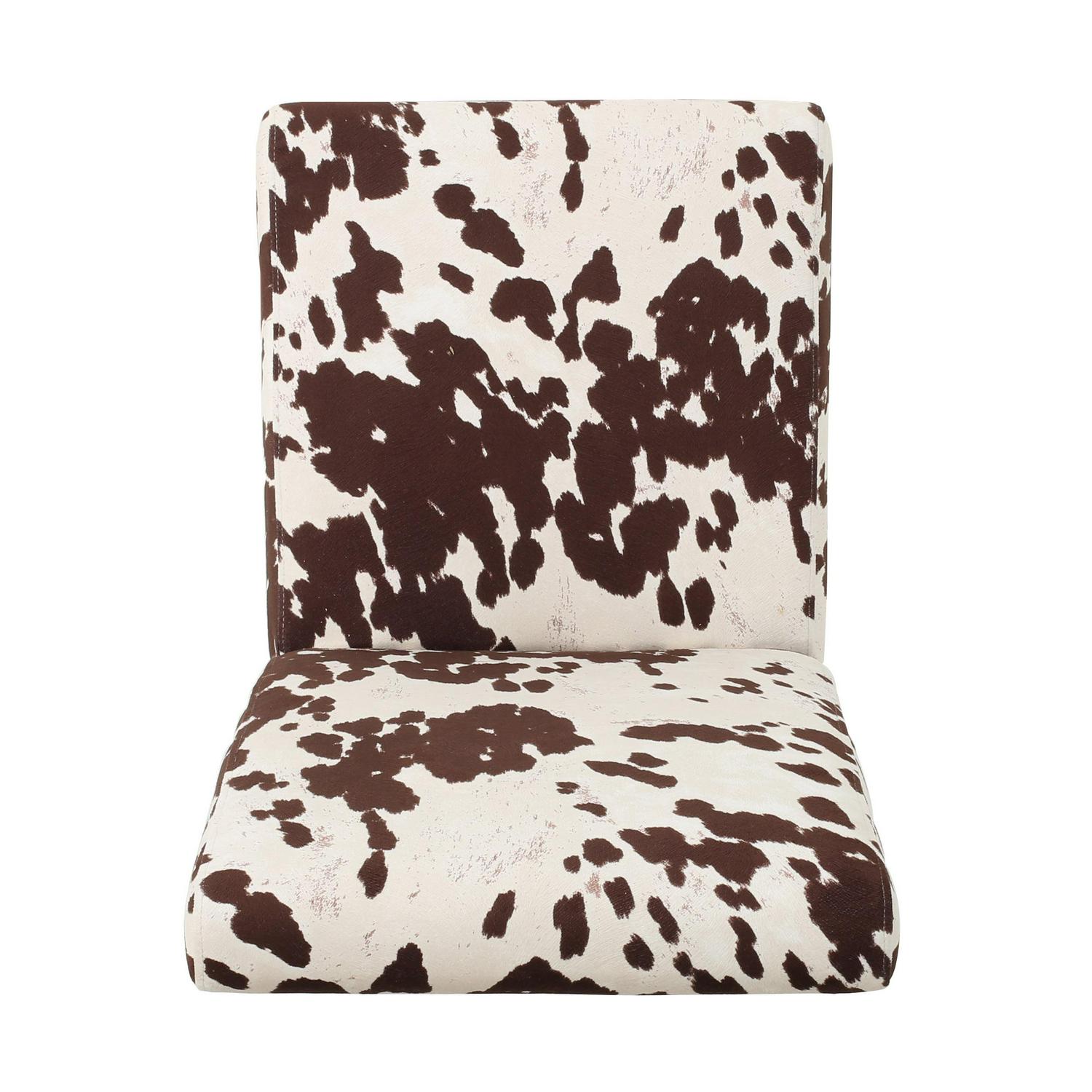 Noble House Asher Indoor Contemporary Velvet Dining Chairs, Set of 4, Cow Print, Espresso - Image 6