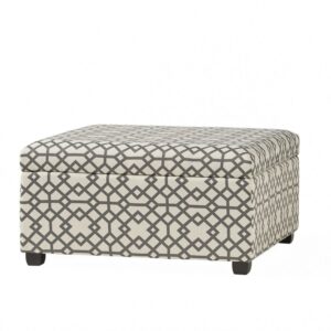 Noble House Bessley Square Lift Top Ottoman, Grey Geometric