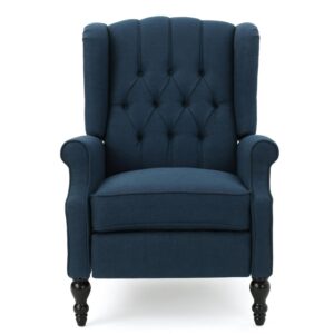 Noble House Bishop Standard Fabric Wingback Recliner, Blue