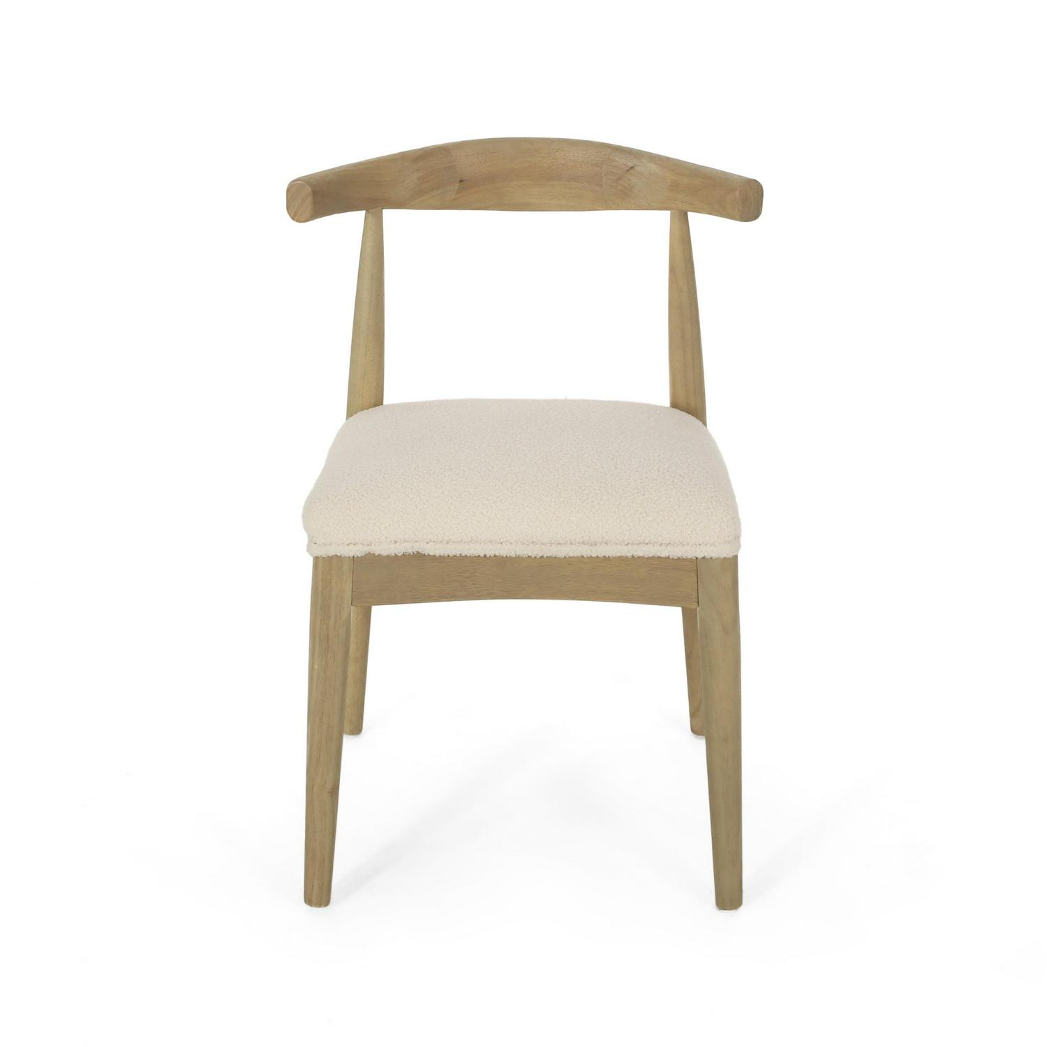 Noble House Cotterell Fabric and Wood Dining Chairs, Set of 2, Ivory Boucle and Light Ash - Image 9