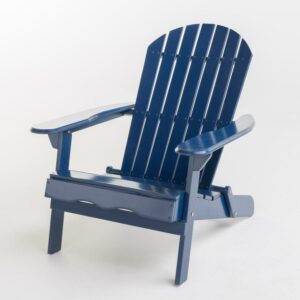 Noble House Harvey Folding Acacia Wood Adirondack Chair - Navy
