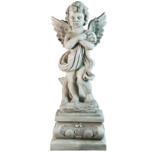 Northlight 28.75" Standing Cherub Angel on Pedestal Outdoor Garden Statue