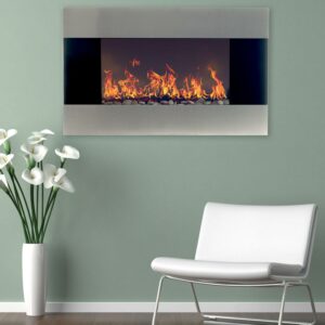 Northwest 36-inch Wall-Mount Electric Fireplace Heater with Orange Flame and Remote