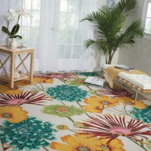 Nourison Fantasy Floral Ivory 5' x 7'6" Area Rug, (5x8)