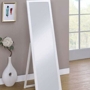55.25" Tall "Cottage" Standing Rectangular Mirror with Wooden Frame, White