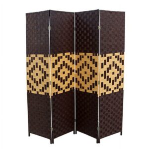 70.75" Paper Straw 4-Panel Screen Room Divider in EspressoBamboo