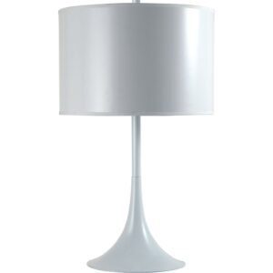 25" Tall Metal Table Lamp with White Finish, White Round Shade