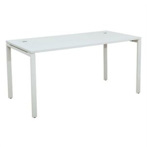 OSP Home Furnishings 60” Writing Desk with White Laminate Top and White Finish Metal Legs