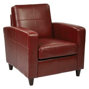 OSP Home Furnishings Venus Club Chair in Crimson Red Bonded Leather and Solid Wood Legs