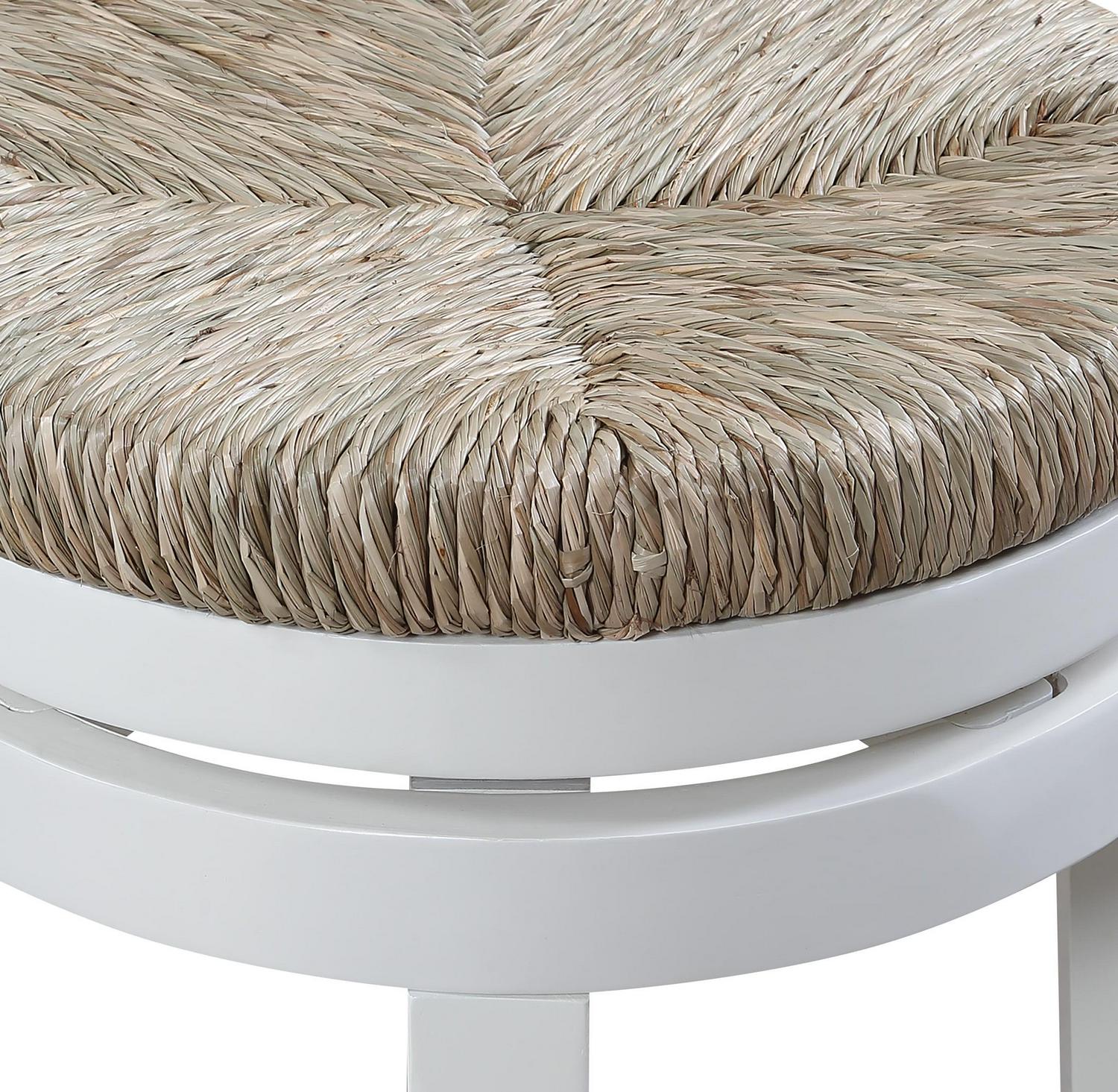26" Swivel Counter Stool Engineered Wood Woven Seagrass Seat in White 2 Pack - Image 5