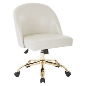 OSP Home Furnishings Mid Back Office Chair in Cream PU with Gold Finish Base