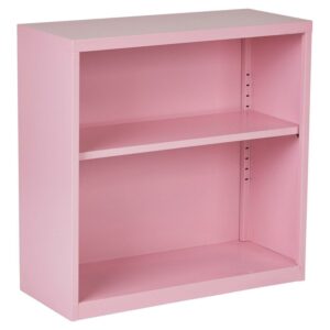 OSP Home Furnishings Metal Bookcase in Pink Finish