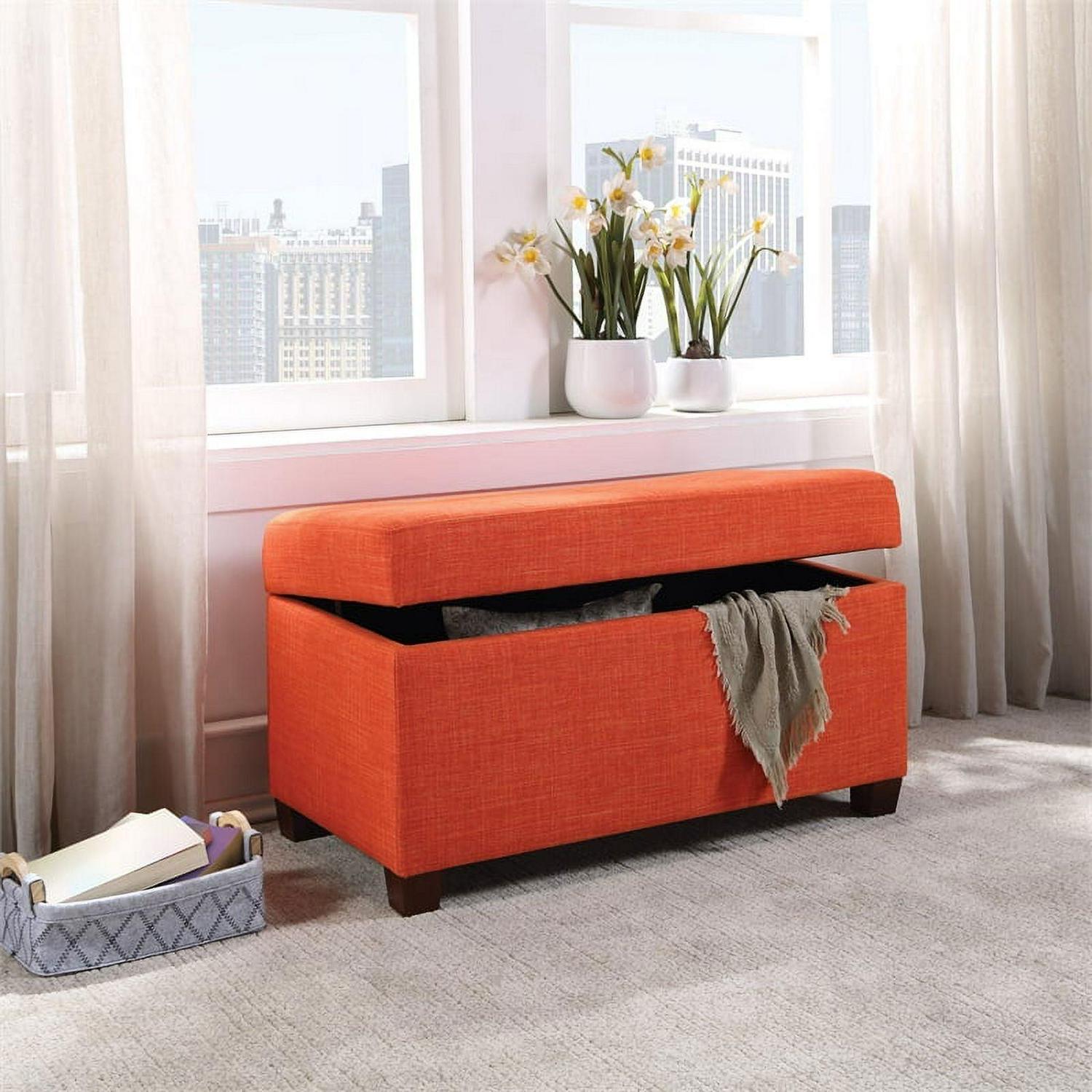 Storage Ottoman in Tangerine Orange Fabric - Image 2