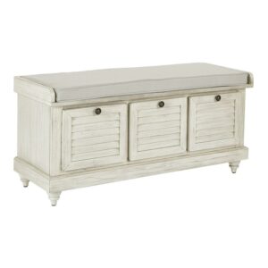 OSP Home Furnishings Dover Storage Bench in White Wash