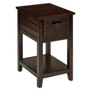 OSP Home Furnishings Camille Chair Side Table in Walnut Finish