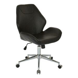 OSP Home Furnishings Chatsworth Office Chair in Black Faux Leather with Chrome Base