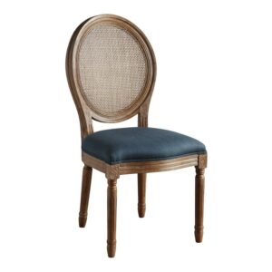 Stella Oval Wood Back Chair in Azure Blue Fabric