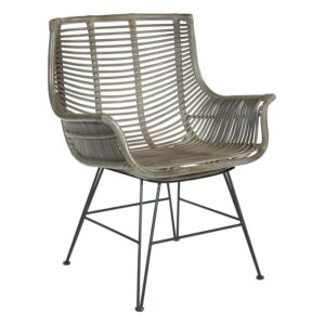 Dallas Chair with Gray Wash Rattan Frame Fully Assembled