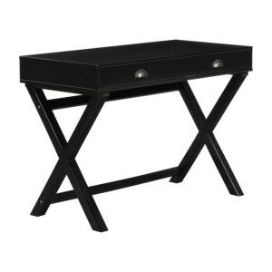 OSP Home Furnishings Washburn Chic Campaign Writing Desk in Black Finish