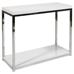 OSP Home Furnishings Wall Street Foyer Table in Chrome and White Finish