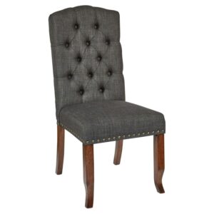 OSP Home Furnishings Jessica Tufted Dining Chair in Charcoal Fabric