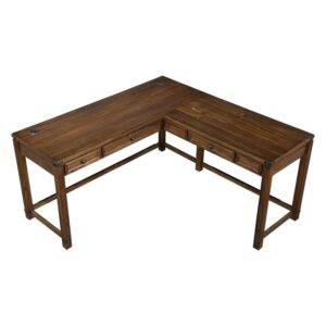 OSP Home Furnishings Baton Rouge L-Shape Desk in Brushed Walnut Finish