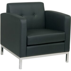 OSP Home Furnishings Wall Street Armchair. Black Faux Leather.