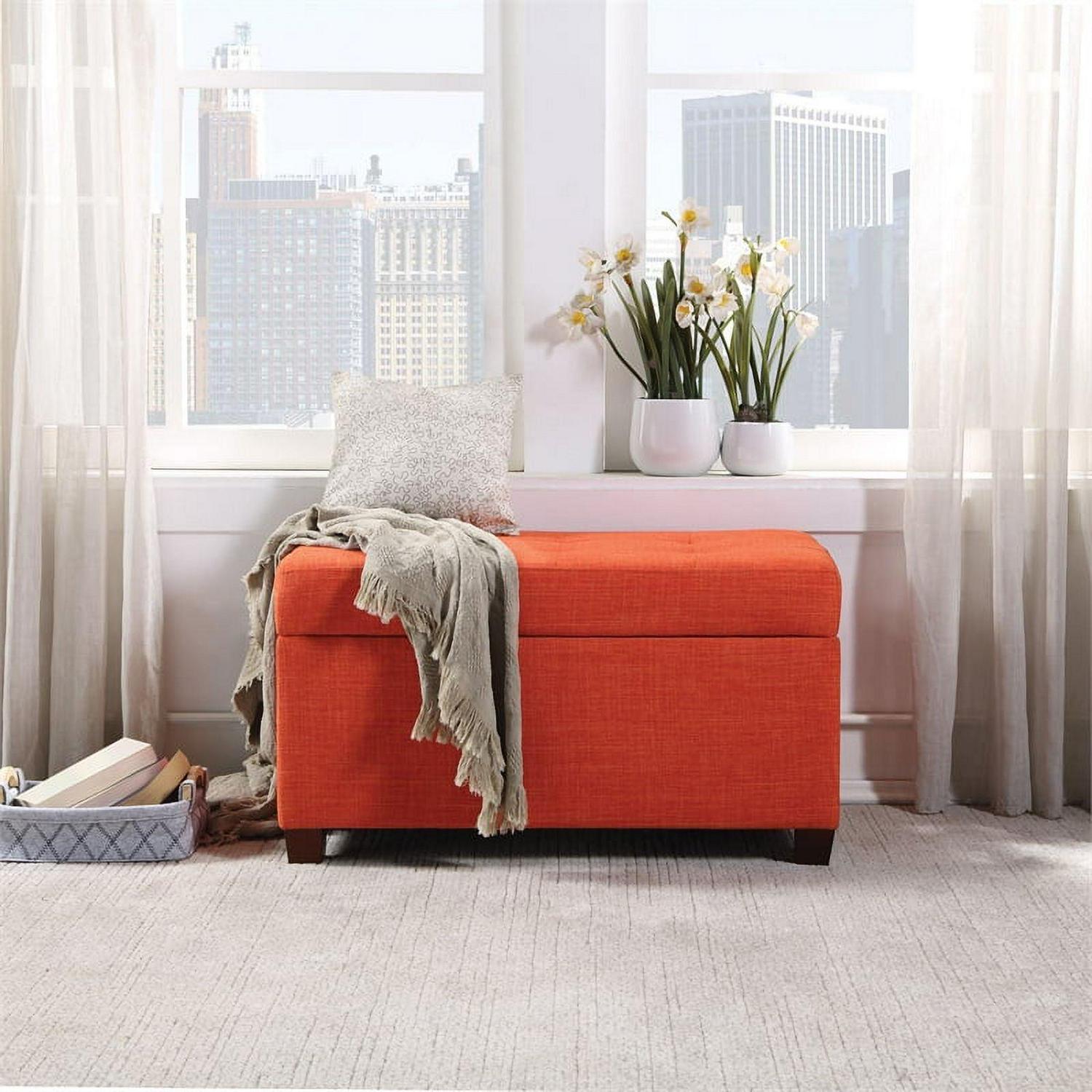 Storage Ottoman in Tangerine Orange Fabric - Image 7