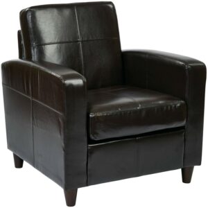 OSP Home Furnishings Venus Club Chair in Espresso Bonded Leather and Solid Wood Legs