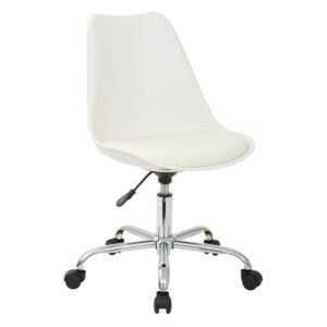 OSP Home Furnishings Emerson Office Chair with Pneumatic Chrome Base in White Finish