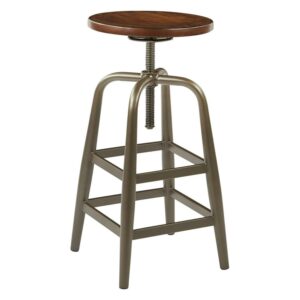 OSP Home Furnishings Sullivan Height Adjustable Stool with Pewter & Walnut Finish