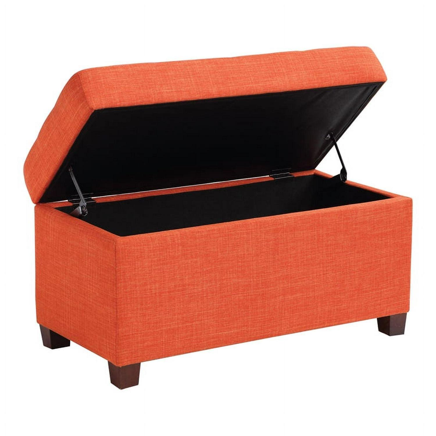 Storage Ottoman in Tangerine Orange Fabric - Image 3