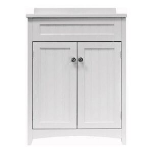 OS Home and Office Furniture 25" Farmhouse Wood Bathroom Vanity Cabinet in White