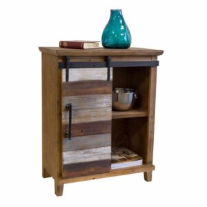 American Furniture Classics OS Home and Office Furniture Model 475053 Rustic Farm House, Antique Barn Door, Multi Color Wood Pantry with Four Drawers and Two Shelves