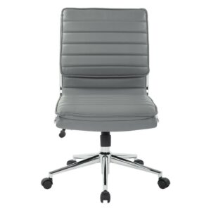 Armless Mid Back Manager's Faux Leather Chair in Charcoal with Chrome Base