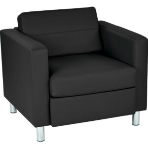 Pacific Armchair In Dillon Black Vinyl by Office Star