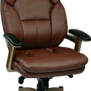 Office Star Products Executive Bonded Leather Chair with PU Padded Arms and Coated Base (Cocoa/Wine)
