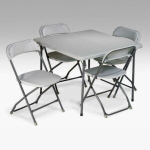 5 Piece Light Gray Resin Folding Table and Chair set