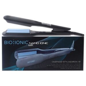 Bio Ionic Onepass Flat Iron, Hydrated and Frizz-Free Hair Styling, 1 Hour Auto Shut-Off, 1.5-Inch
