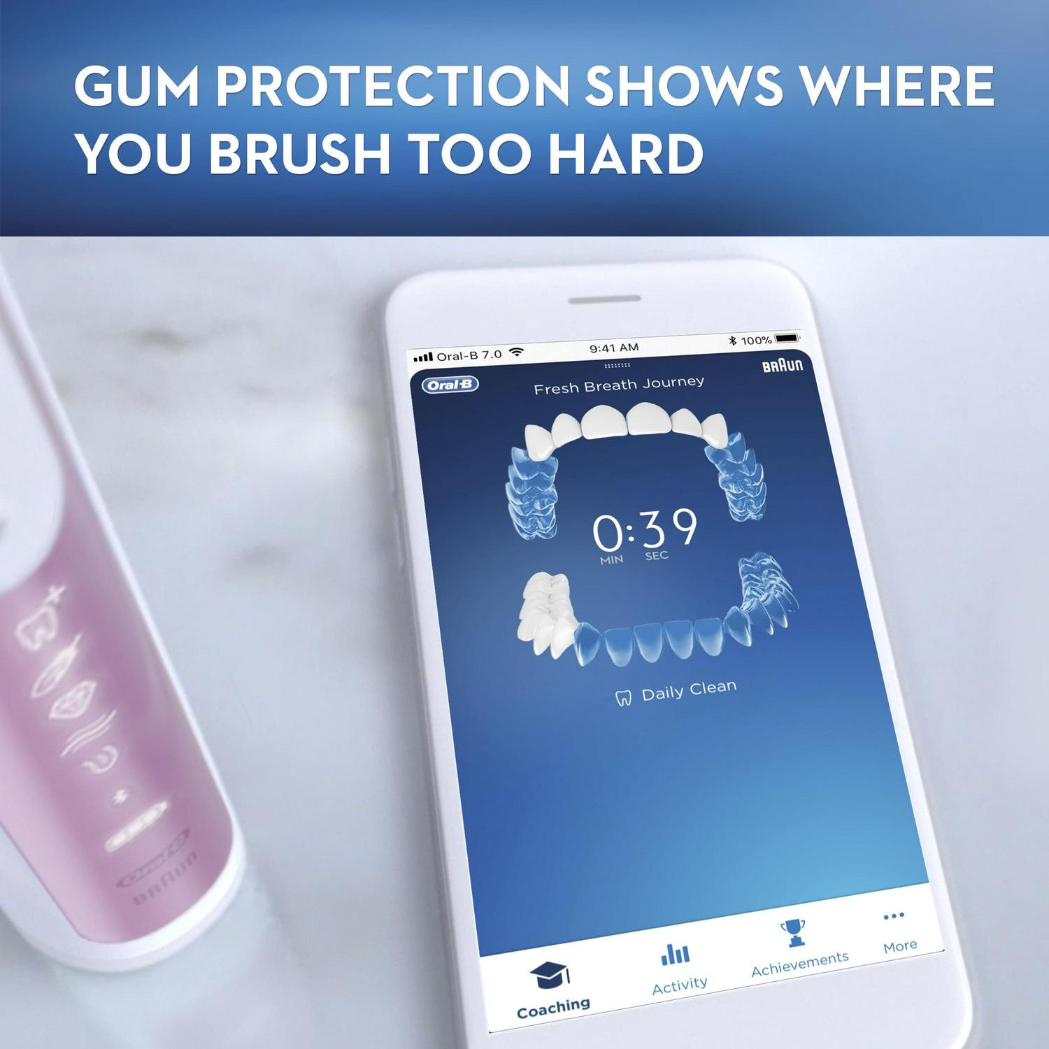 Oral-B Genius X Luxe Rechargeable Electric Toothbrush With Artificial Intelligence, 7 Brush Heads, 1 Travel Case, Sakura Pink - Image 11