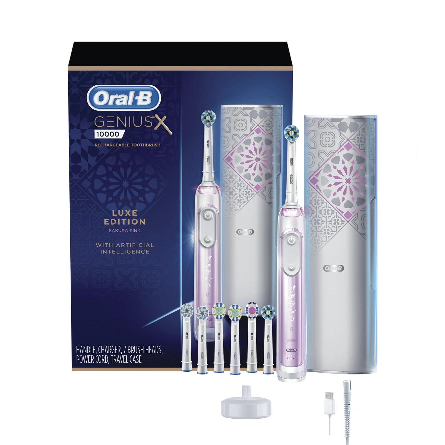 Oral-B Genius X Luxe Rechargeable Electric Toothbrush With Artificial Intelligence, 7 Brush Heads, 1 Travel Case, Sakura Pink - Image 15