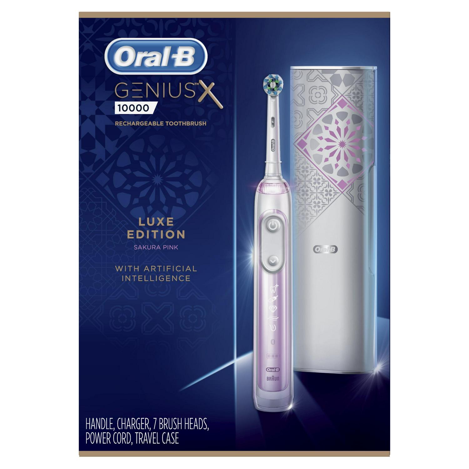 Oral-B Genius X Luxe Rechargeable Electric Toothbrush With Artificial Intelligence, 7 Brush Heads, 1 Travel Case, Sakura Pink - Image 16