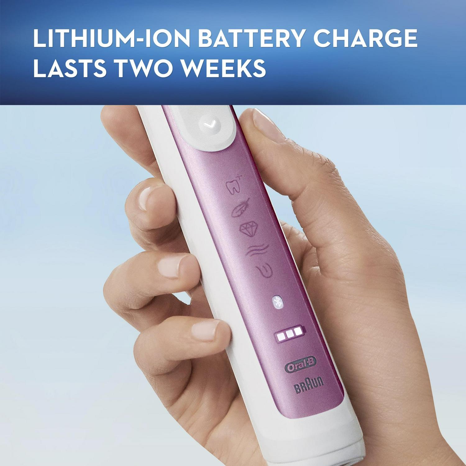 Oral-B Genius X Luxe Rechargeable Electric Toothbrush With Artificial Intelligence, 7 Brush Heads, 1 Travel Case, Sakura Pink - Image 9