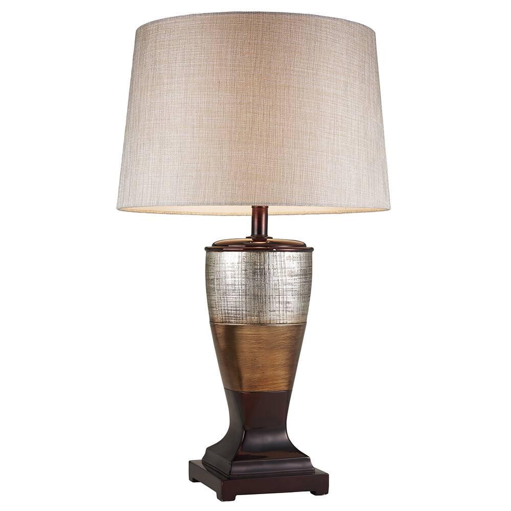 30" Tall Polyresin Table Lamp "Naomi" with Egyptian Design, Silvery Linen Shade - Image 2