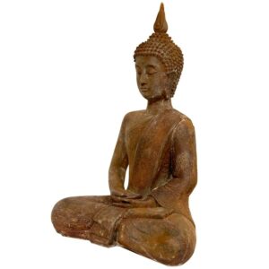 Oriental Furniture 17" Thai Sitting Zenjo-in Rust Patina Buddha Statue