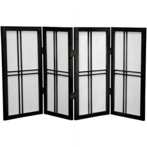 Red Lantern 2 ft. Short Desktop Double Cross Shoji Screen - Black - 3 Panels