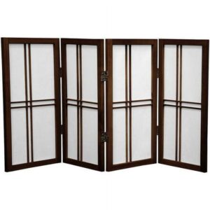 Red Lantern 2 ft. Short Desktop Double Cross Shoji Screen - Walnut - 3 Panels